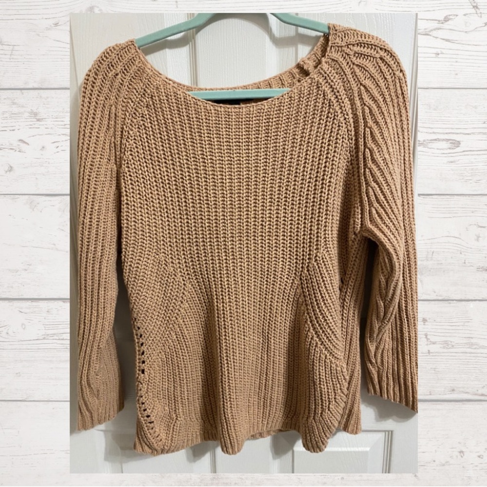 Ann Taylor chunky knit sweater/XL/peachy tan color